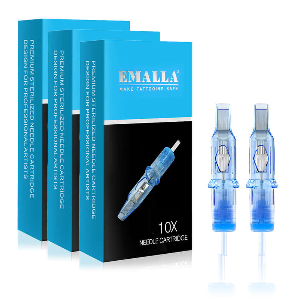 Package of EMALLA ELIOT Tattoo Cartridge Needles Mixed Sizes (50pcs) from front view