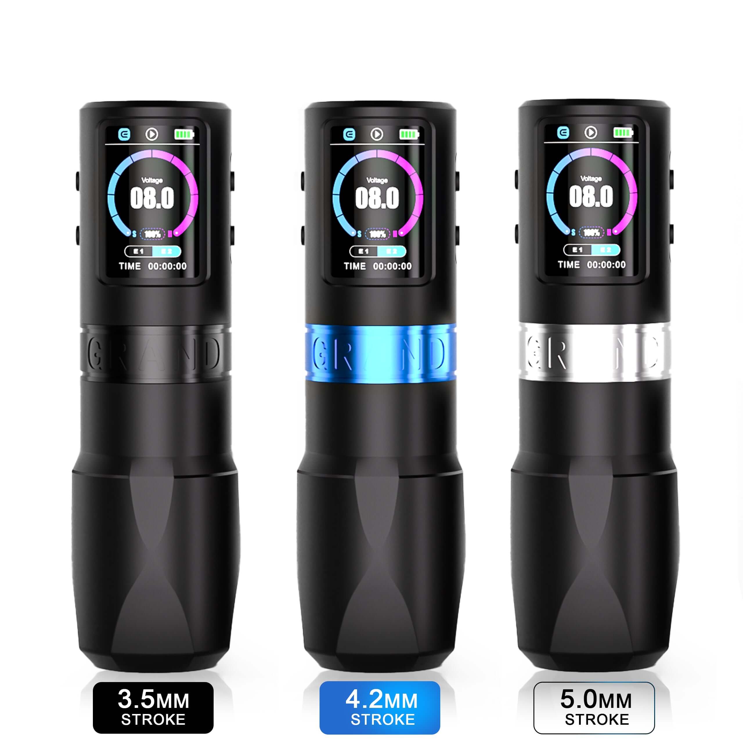 Emalla Grand G5 wireless tattoo pen machine — 3 strokes available: 3.5, 4.2, 5.0 mm