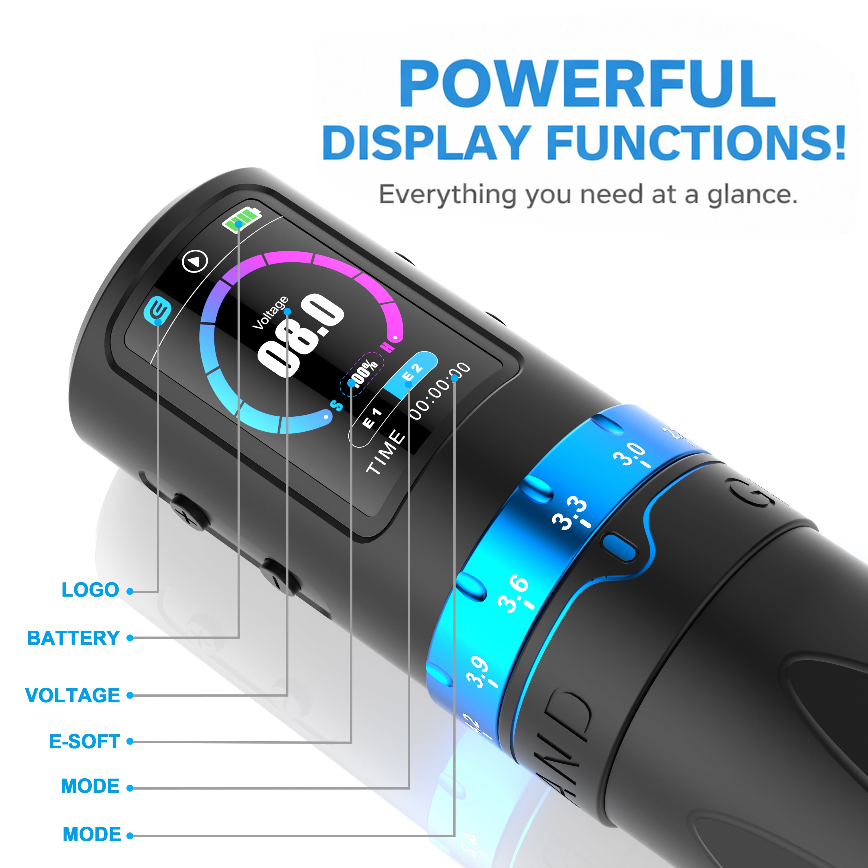 EMALLA Grand G5 Pro wireless tattoo machine with powerful display functions