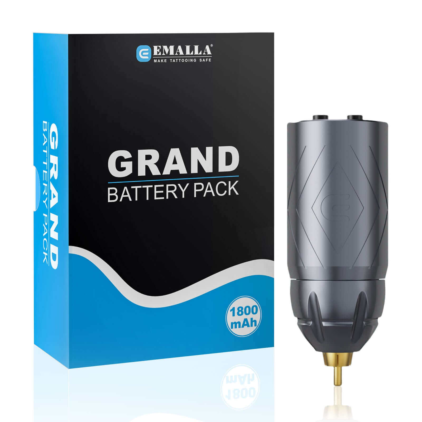 EMALLA GRAND Wireless Tattoo Battery Power Supply RCA Connect 1800mAh (Grey)