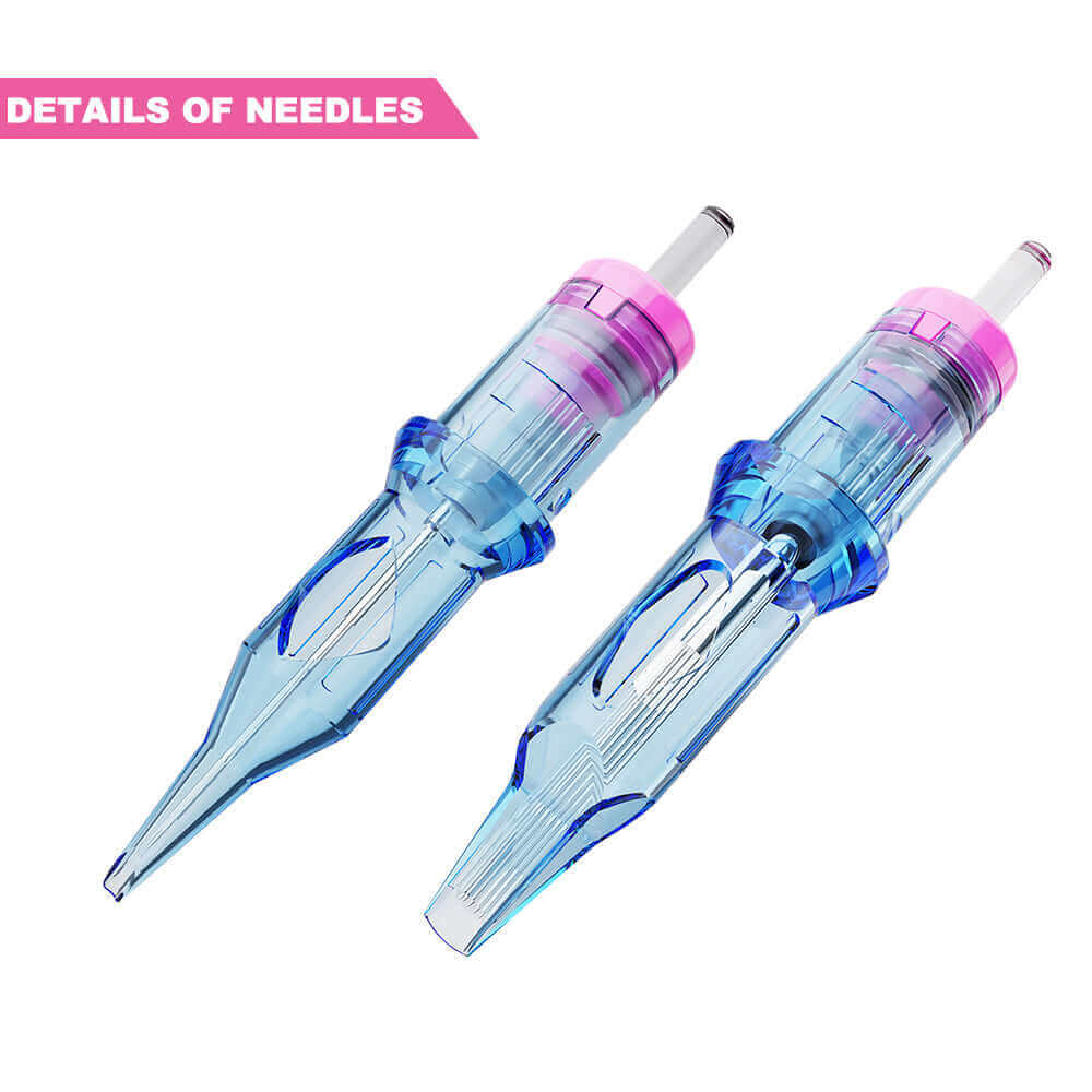 Details of cartridge needles of EMALLA ELIOT MICRO PMU Cartridge Needles Textured from front view