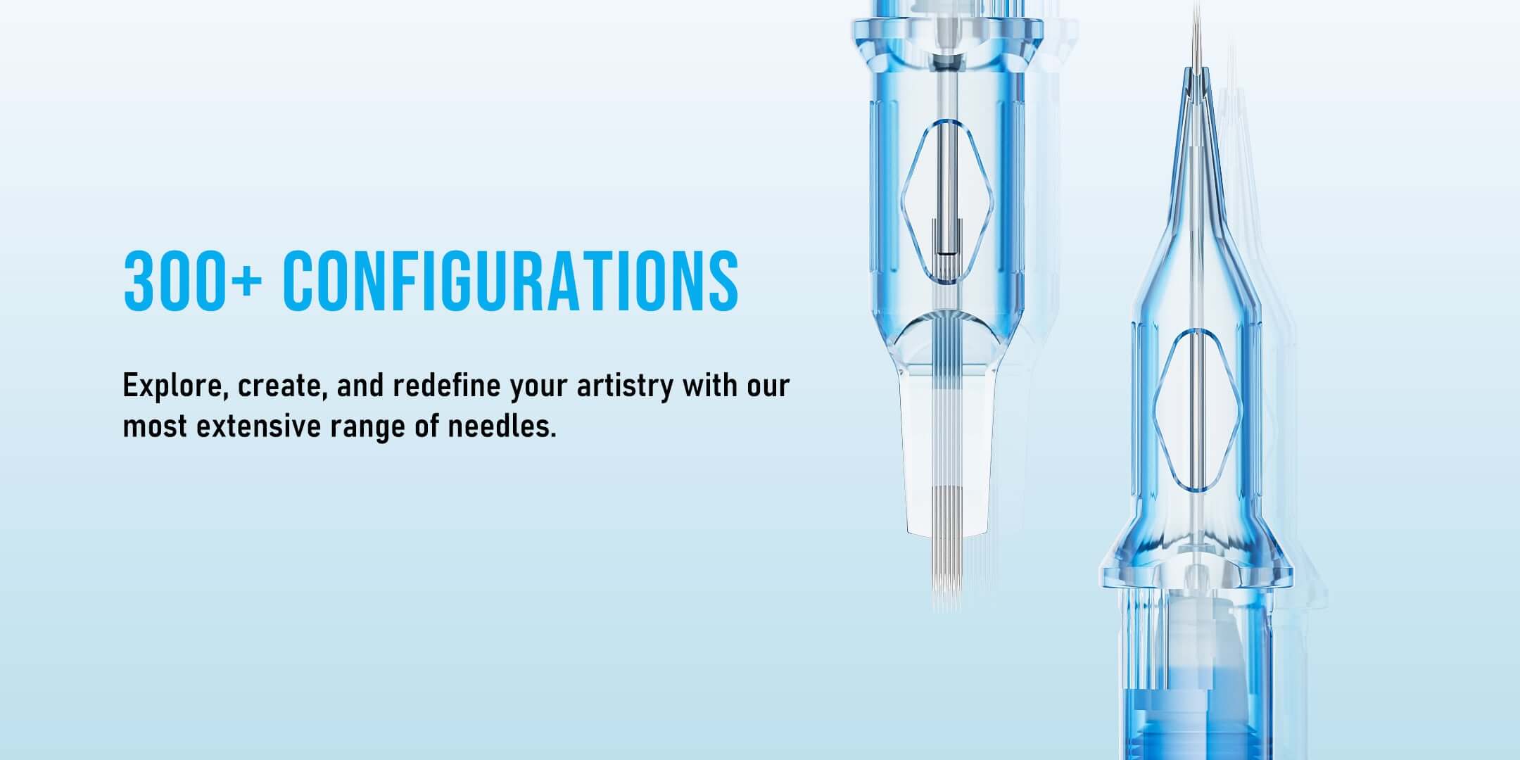 EMALLA 300+ cartridge needle configurations for tattoo artistry.
