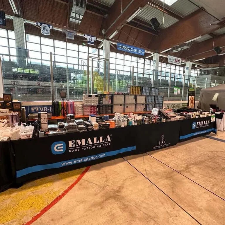 Distributor of Hels Kitchen Tattoo Supply in Germany join tattoo convention supported by Emalla