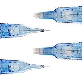 Details of cartridge needle tips of EMALLA ELIOT PRO Tattoo Cartridge Needles Round Liner from front view