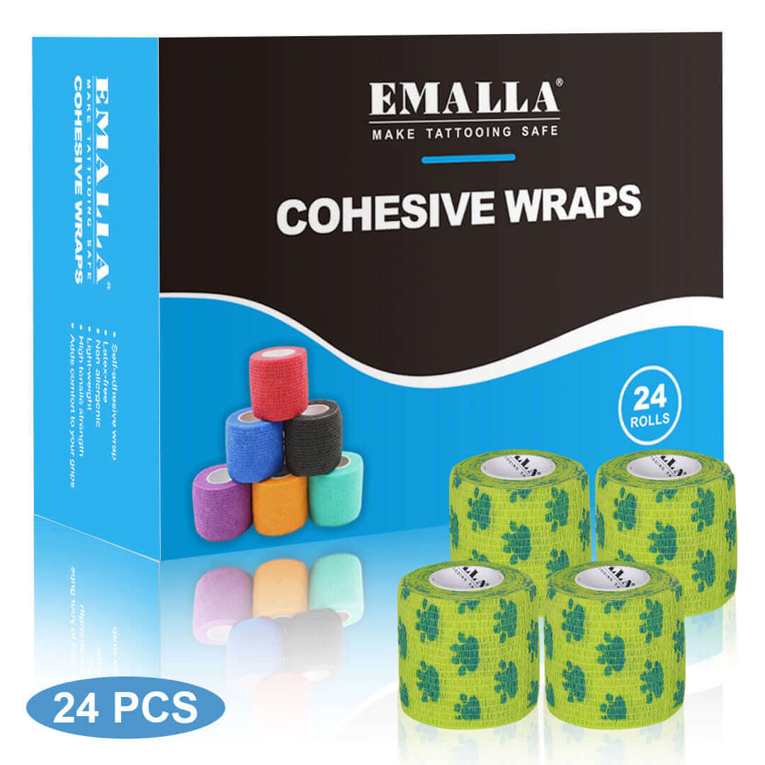 EMALLA Cohesive Wraps Printing Color Grass Green Dark Paw