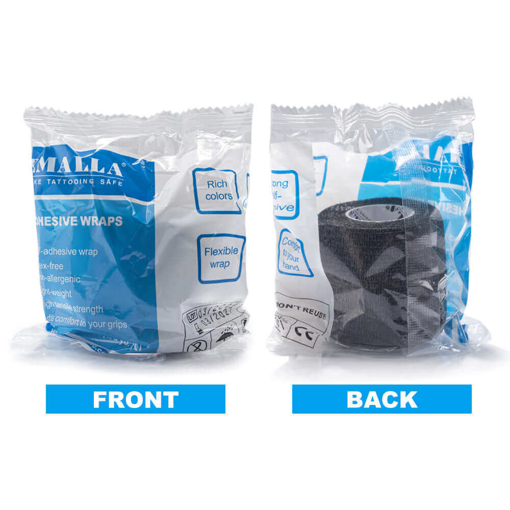 Front and back view of individual package of EMALLA Cohesive Wraps Solid Color