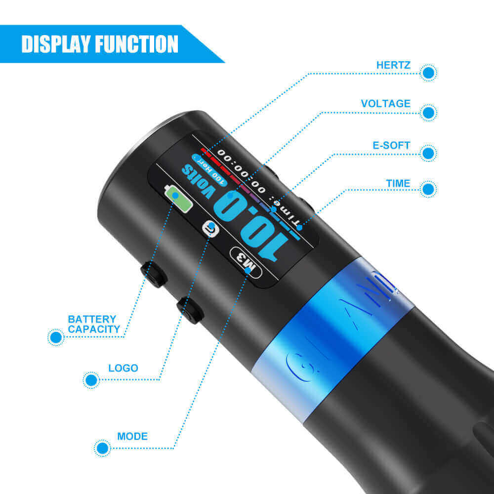 Display function of EMALLA GRAND G4 Wireless Tattoo Pen Machine