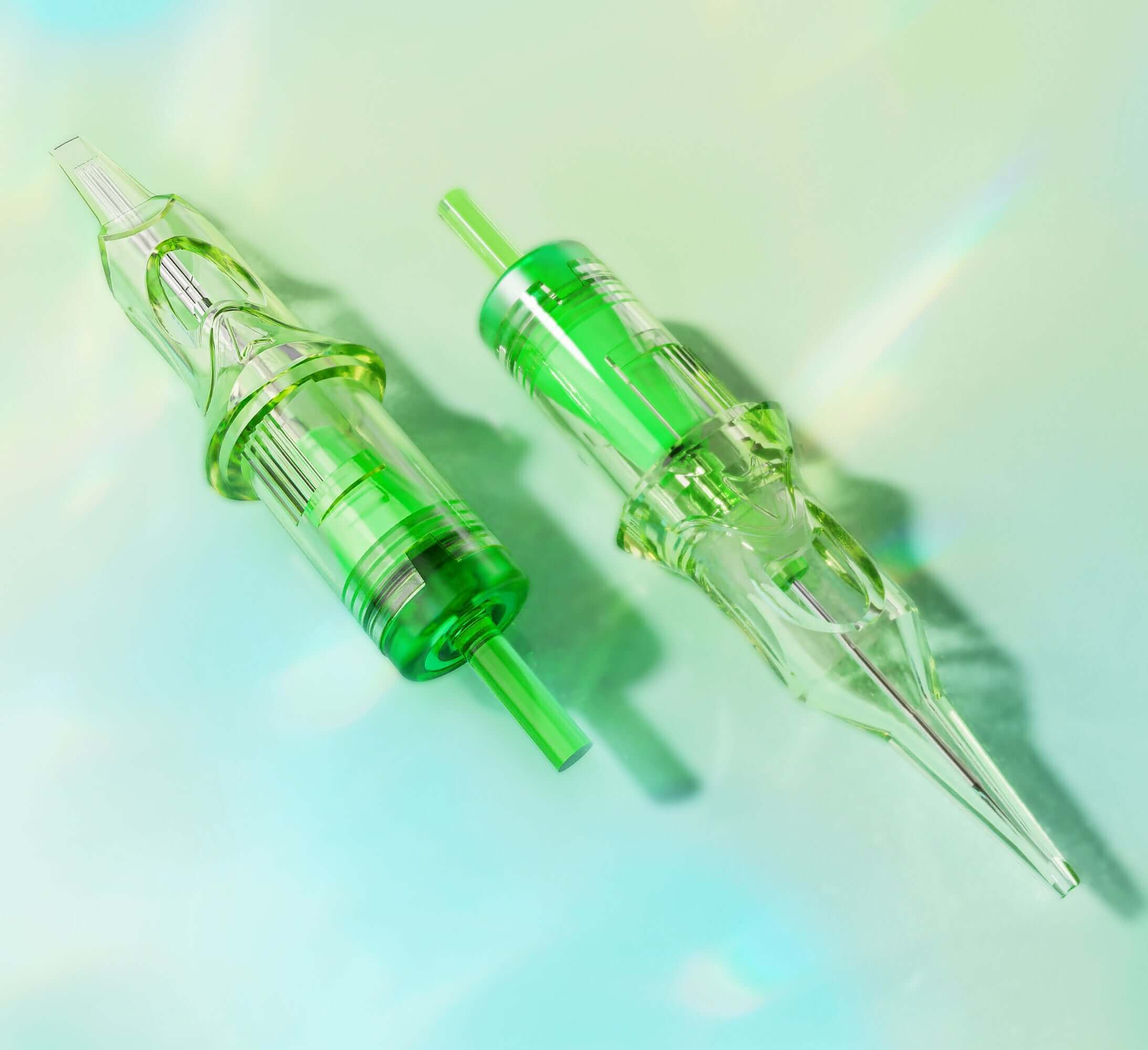 Two EMALLA Evol Tattoo Cartridge Needles displayed at an angle