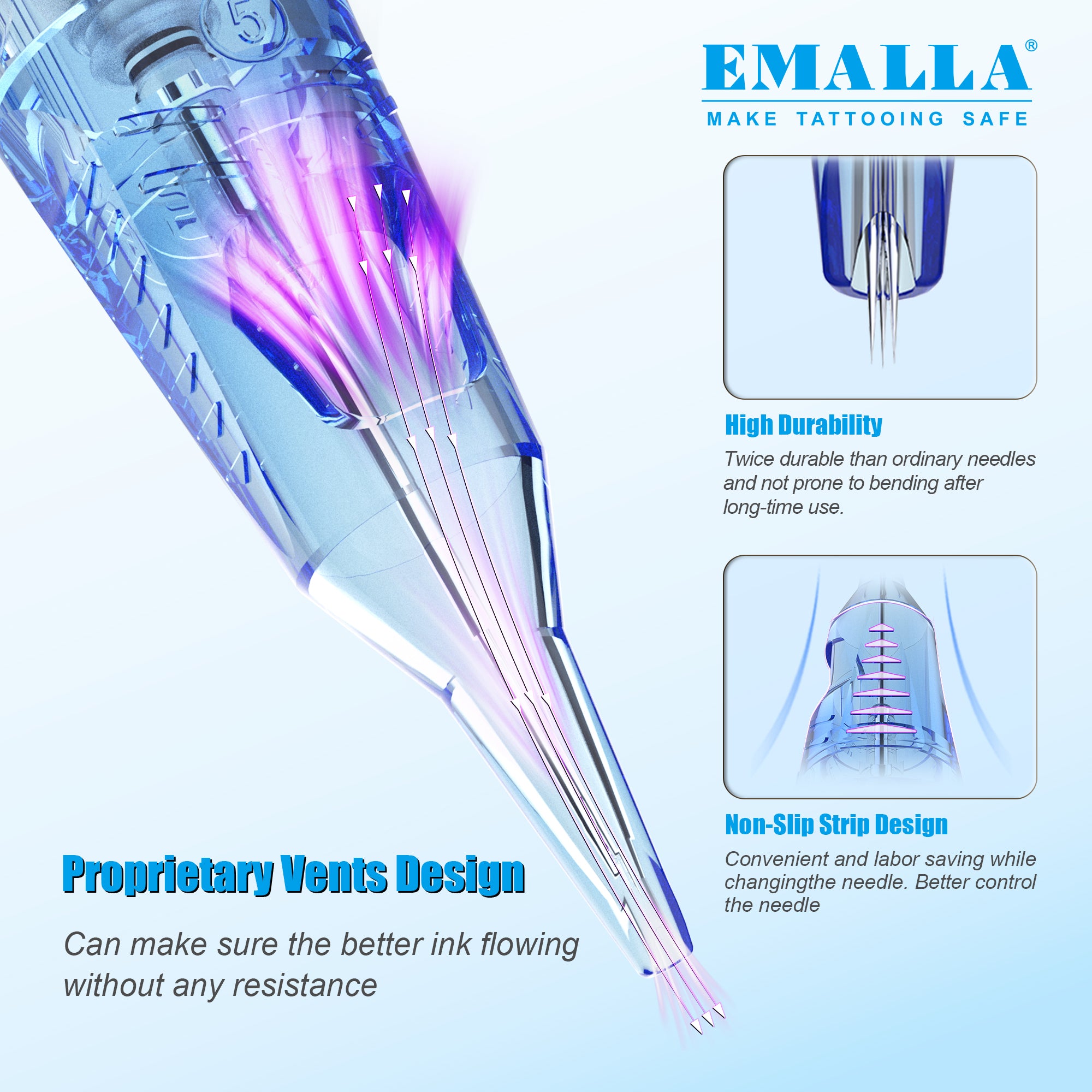 EMALLA Eliot Pro Tattoo Cartridge Needles Sample (Box of 20)