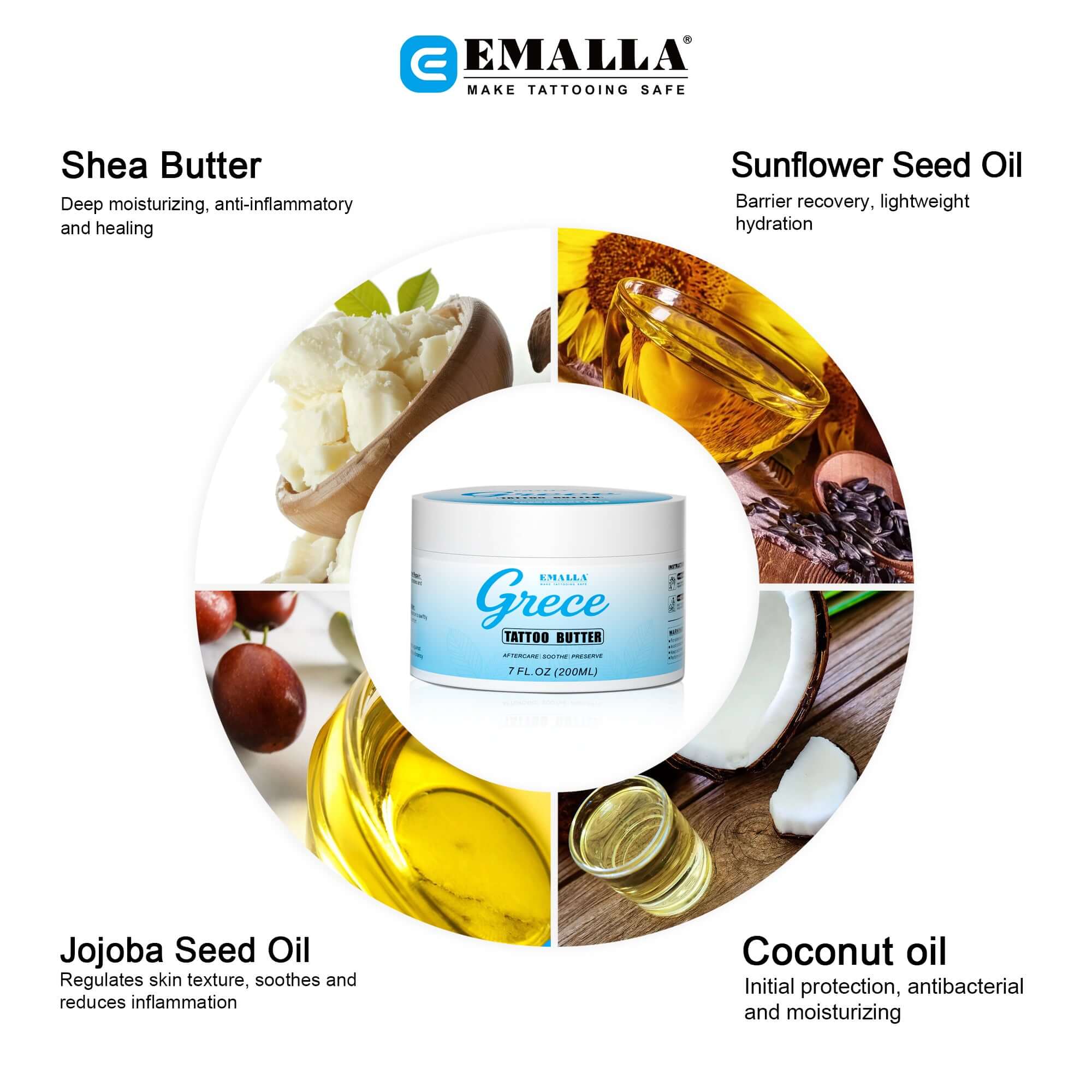 Emalla Grece Tattoo Butter: crafted with naturally derived ingredients.