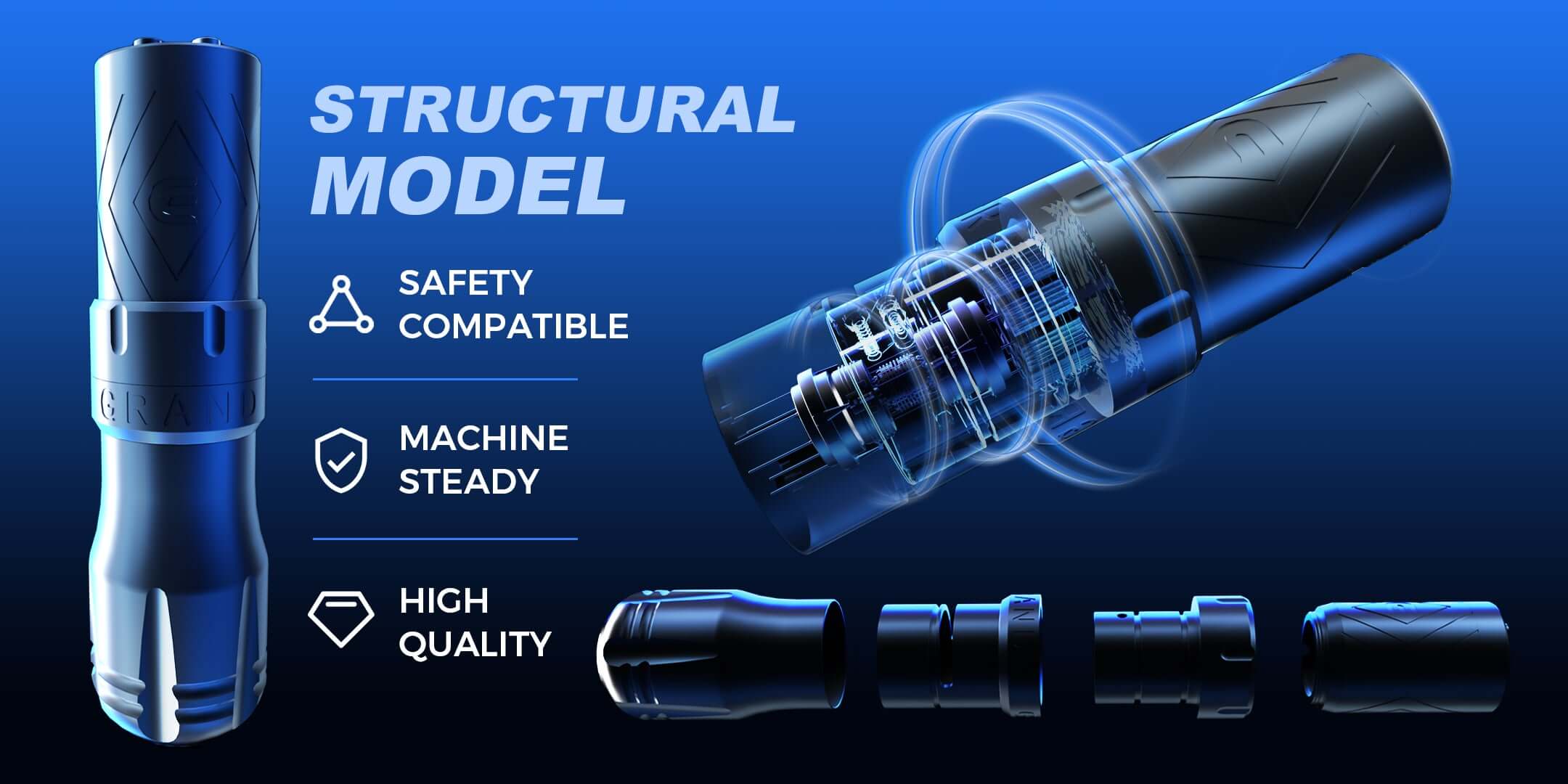 EMALLA GRAND Wireless Tattoo Pen Machine has safety compatible, machine steady and high quality