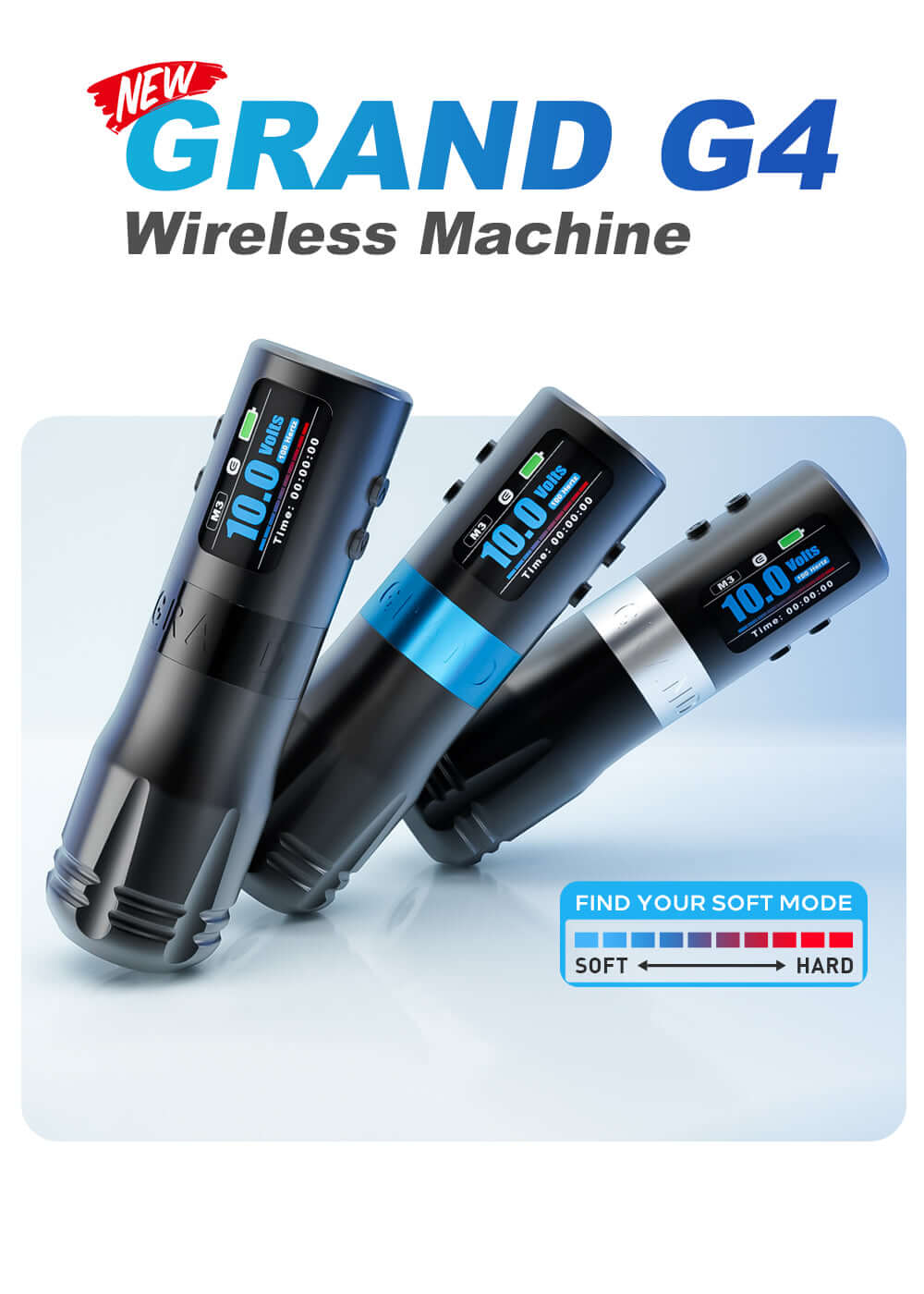 EMALLA GRAND G4 Wireless Tattoo Pen Machine provides different soft mode for artists
