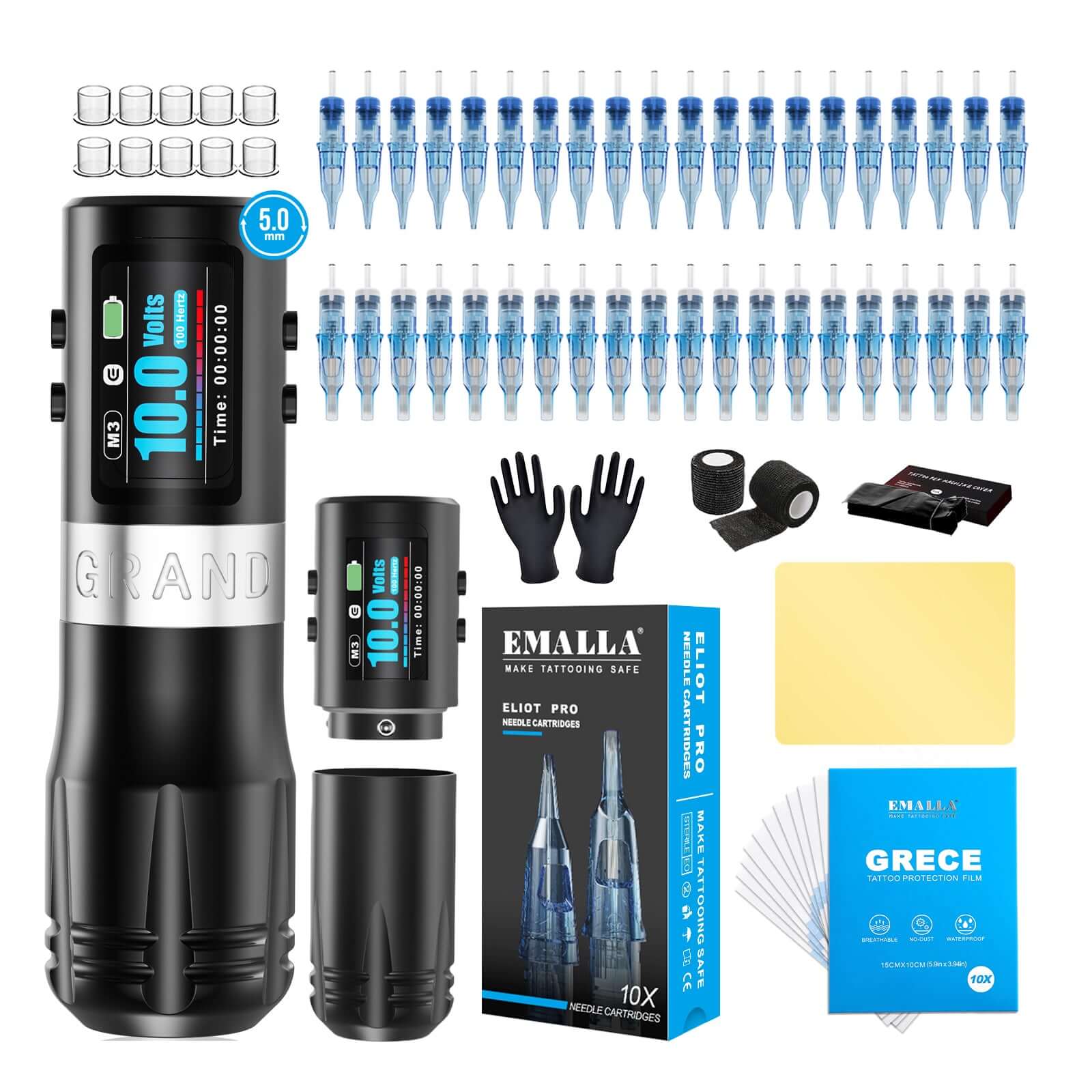 Tattoo products in EMALLA GRAND G4 Wireless Machine 5.0mm Liner Kit (40PCS)