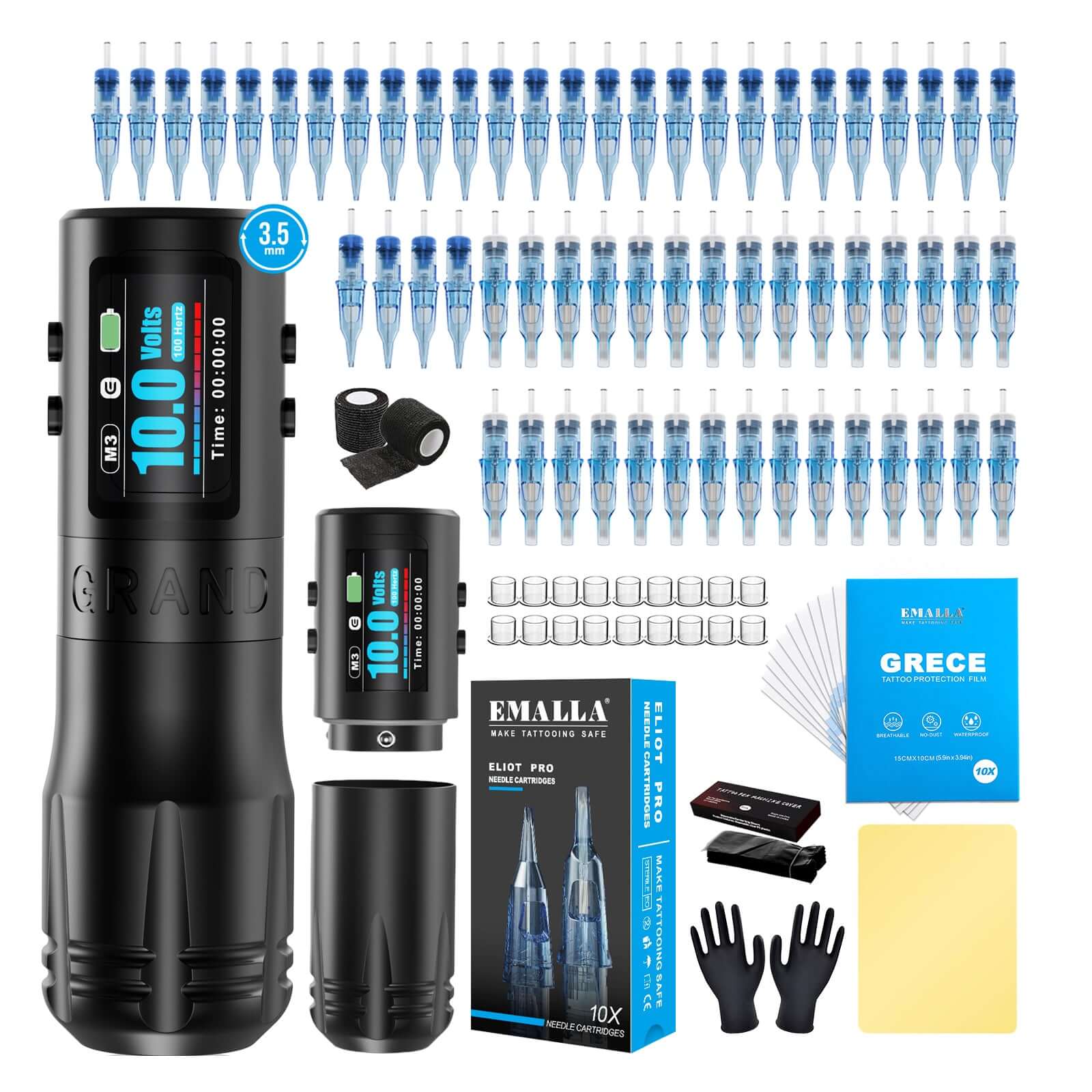 Tattoo products in EMALLA GRAND G4 Wireless Machine 3.5mm Shader Kit (60PCS)