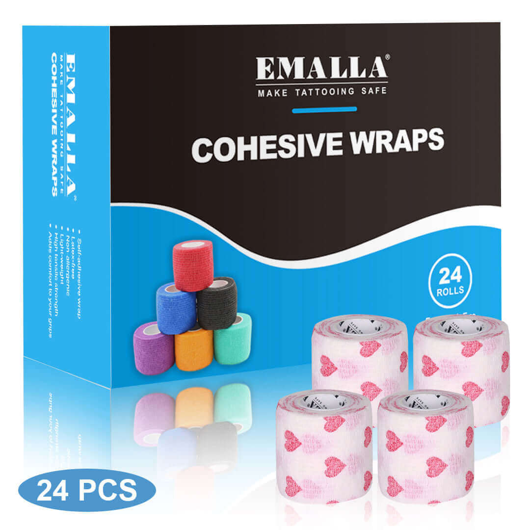 EMALLA Cohesive Wraps Printing Color White Dark Heart
