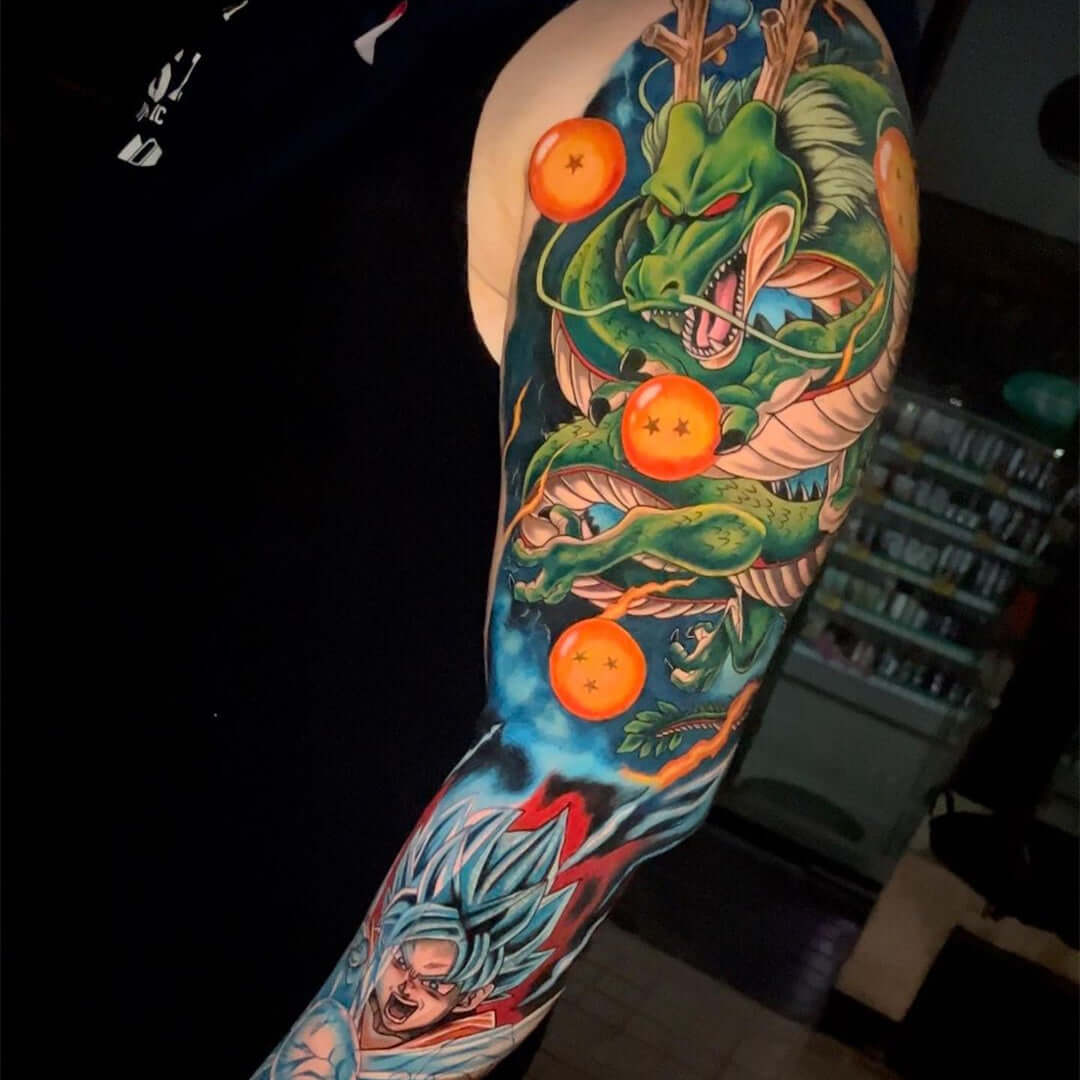 Full color dragon ball tattoo on arm with Emalla Eliot Cartridge Needles