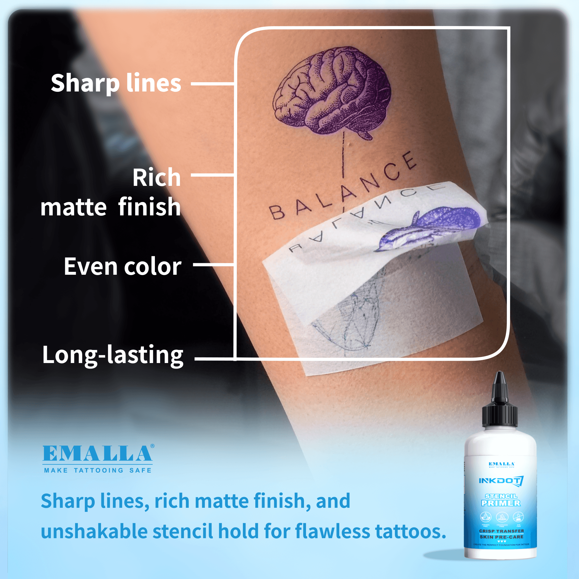 EMALLA INKDOT Professional Stencil Primer: Sharp lines, rich matte finish and unshakable stencil hold