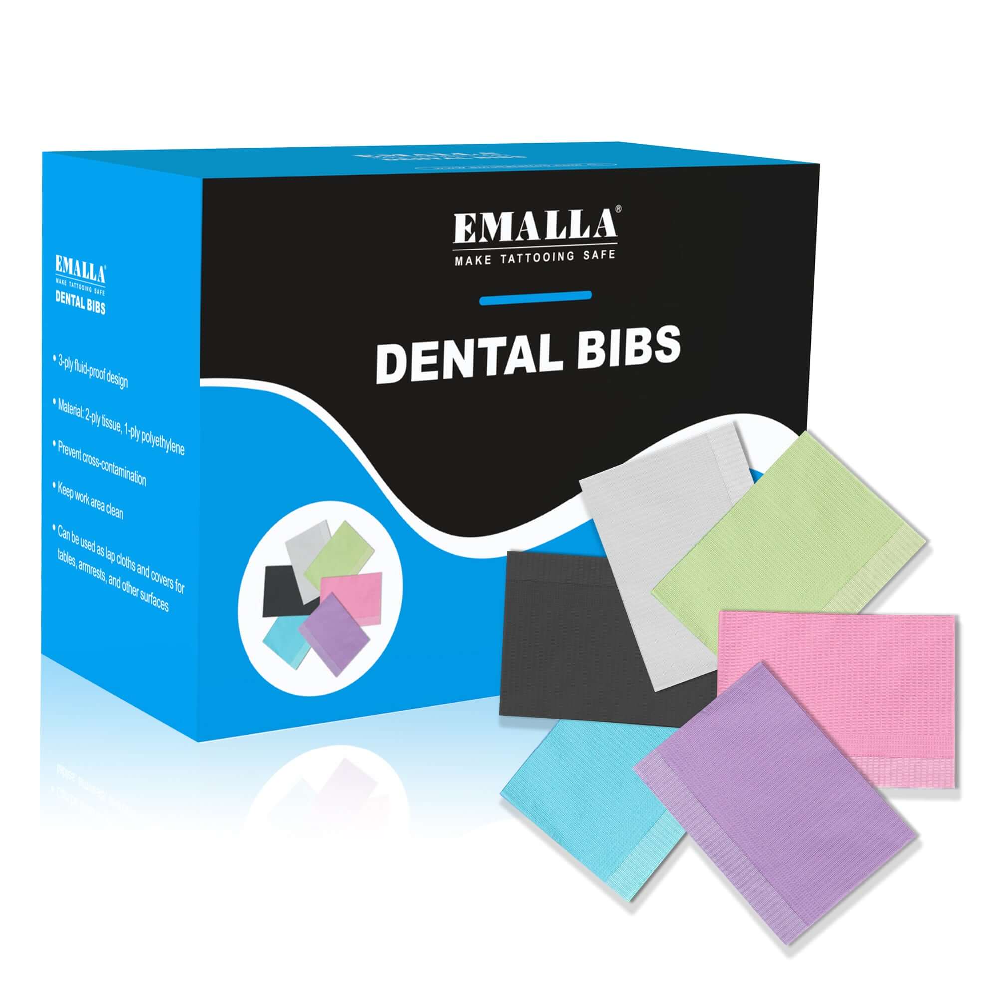 EMALLA Disposable Dental Bibs from front view
