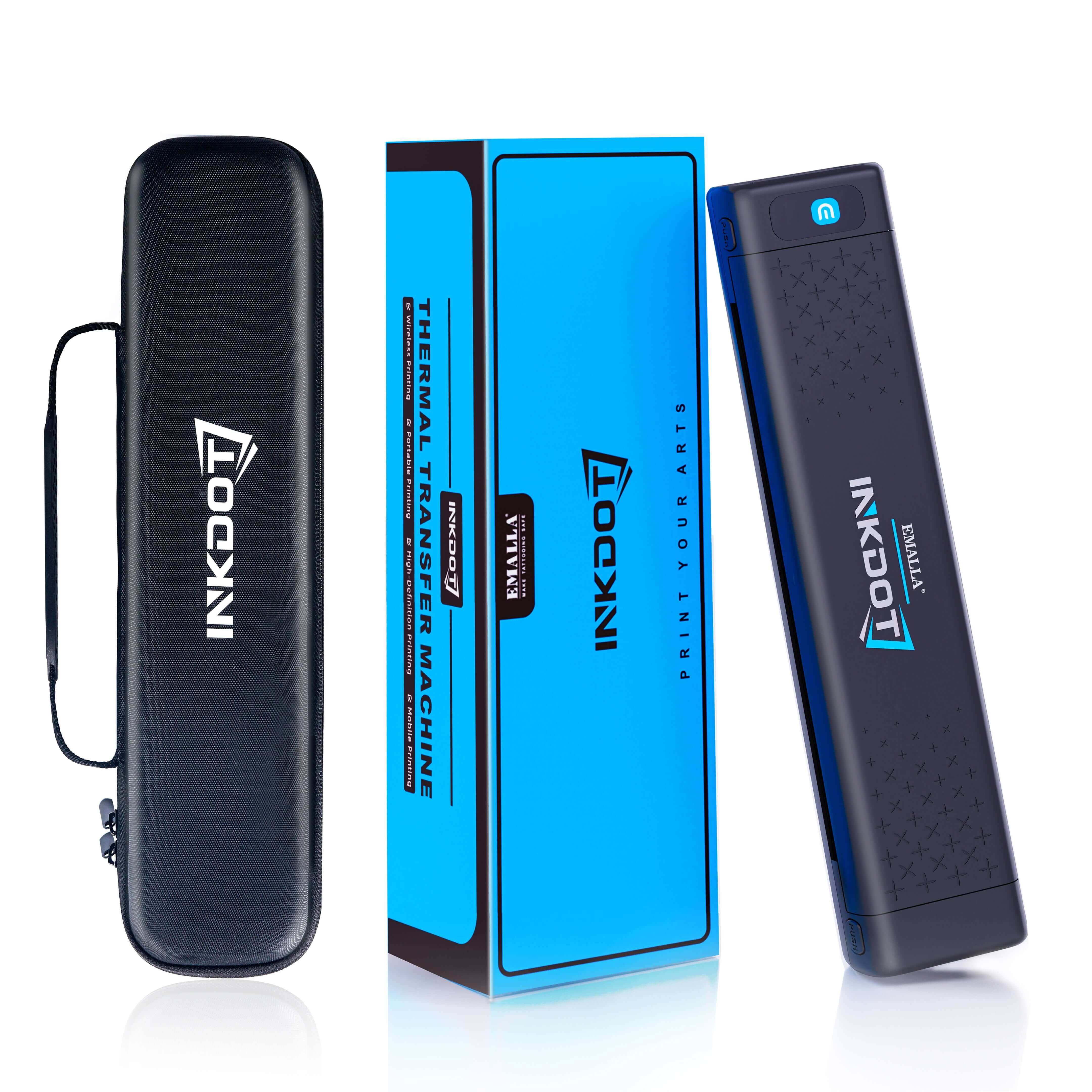 Bag and box of EMALLA INKDOT Wireless Thermal Printer in the package