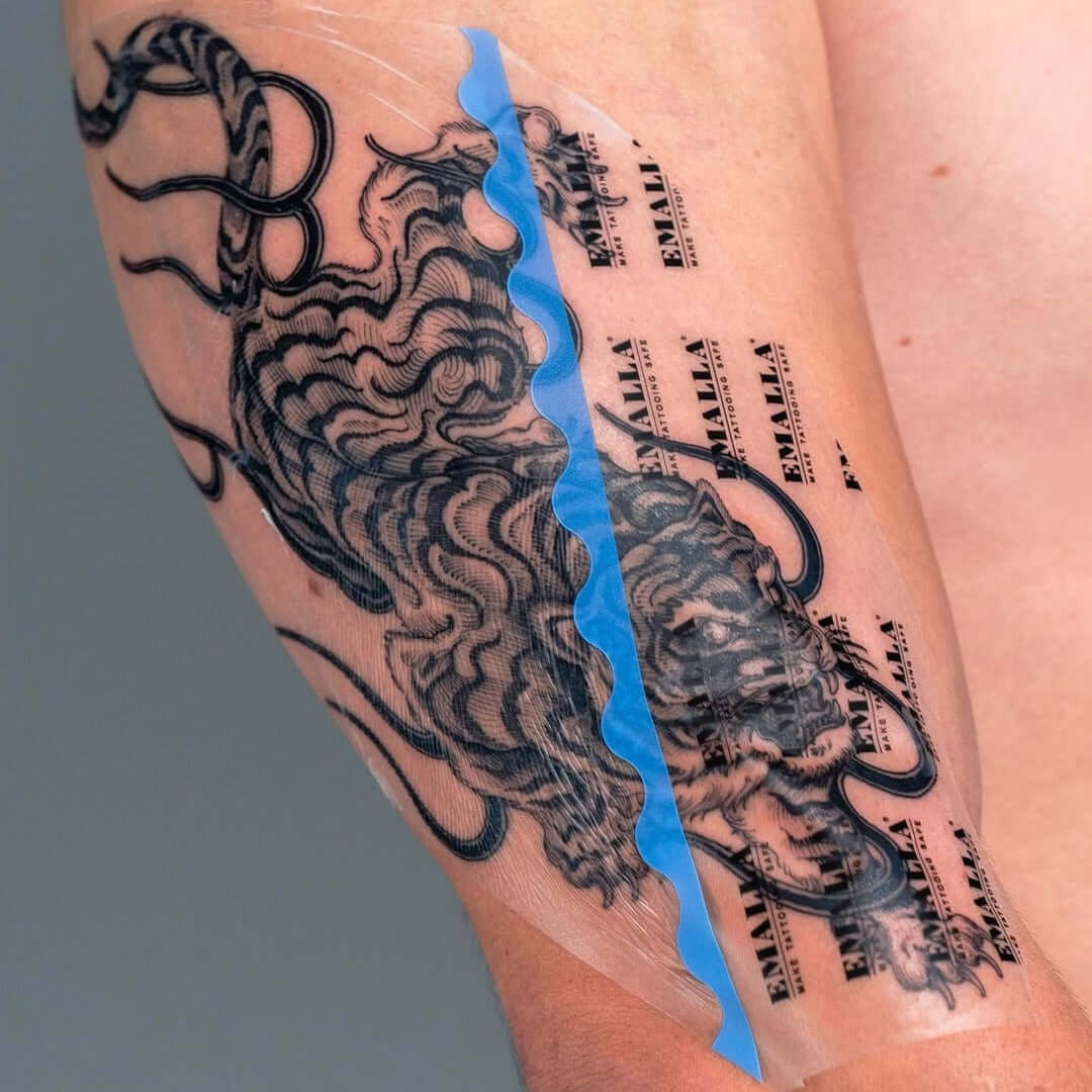 EMALLA Grece Tattoo Protection Film in use