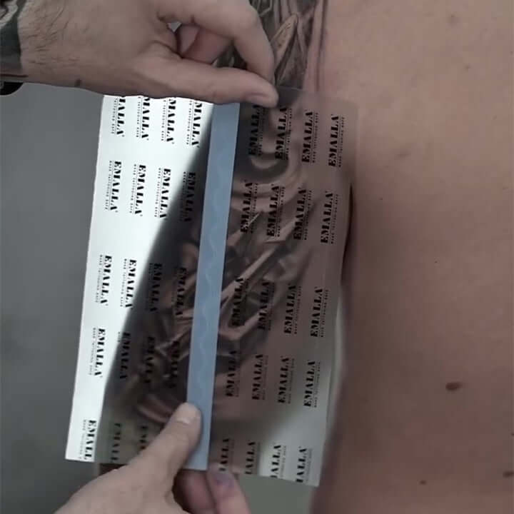 EMALLA Grece Tattoo Protection Film in use