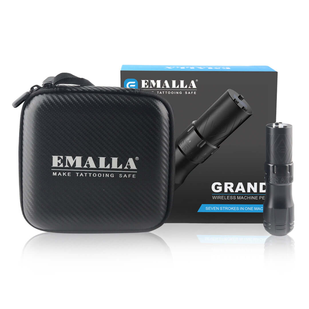 Packeage of EMALLA GRAND Wireless Tattoo Pen Machine from front view
