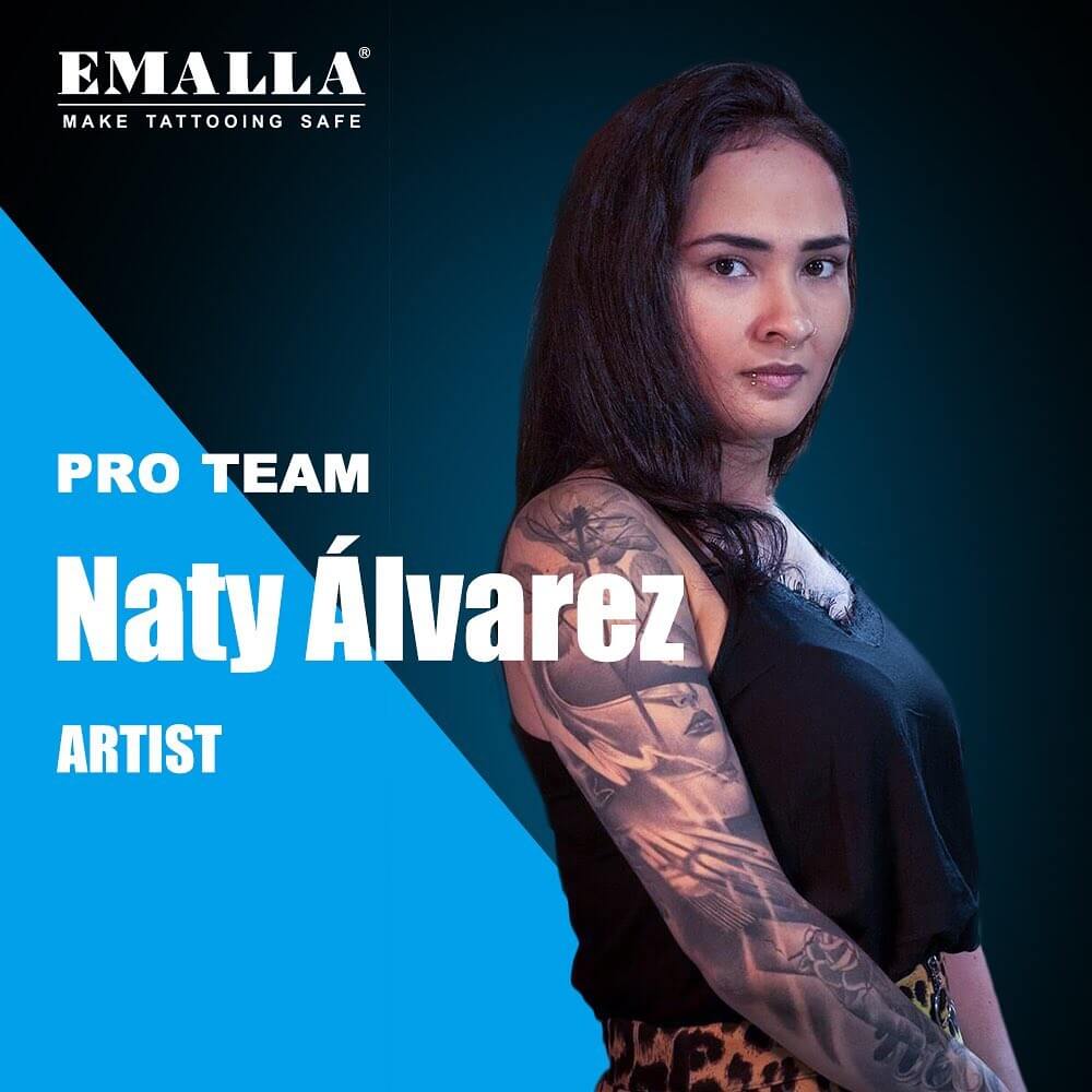 One of Emalla pro team female tattoo artists Naty Álvarez