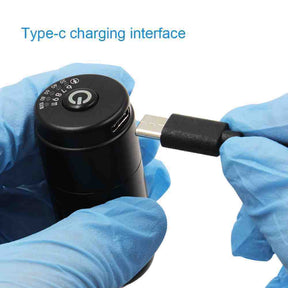 Type-c charging interface of EMALLA Wireless Tattoo Battery Power Supply RCA Connect (1200mAh) being used 