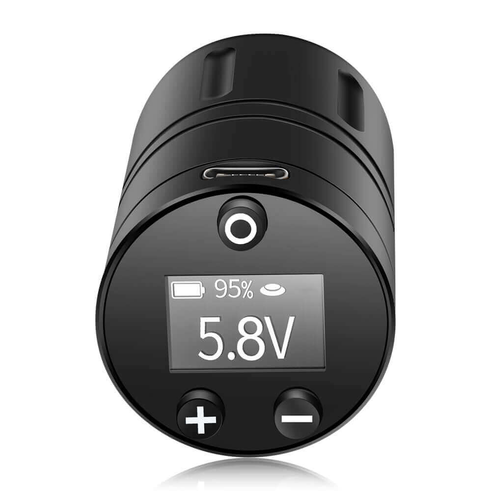 EMALLA Wireless Tattoo Battery Power Supply RCA Connect (1800mAh) from vertical view
