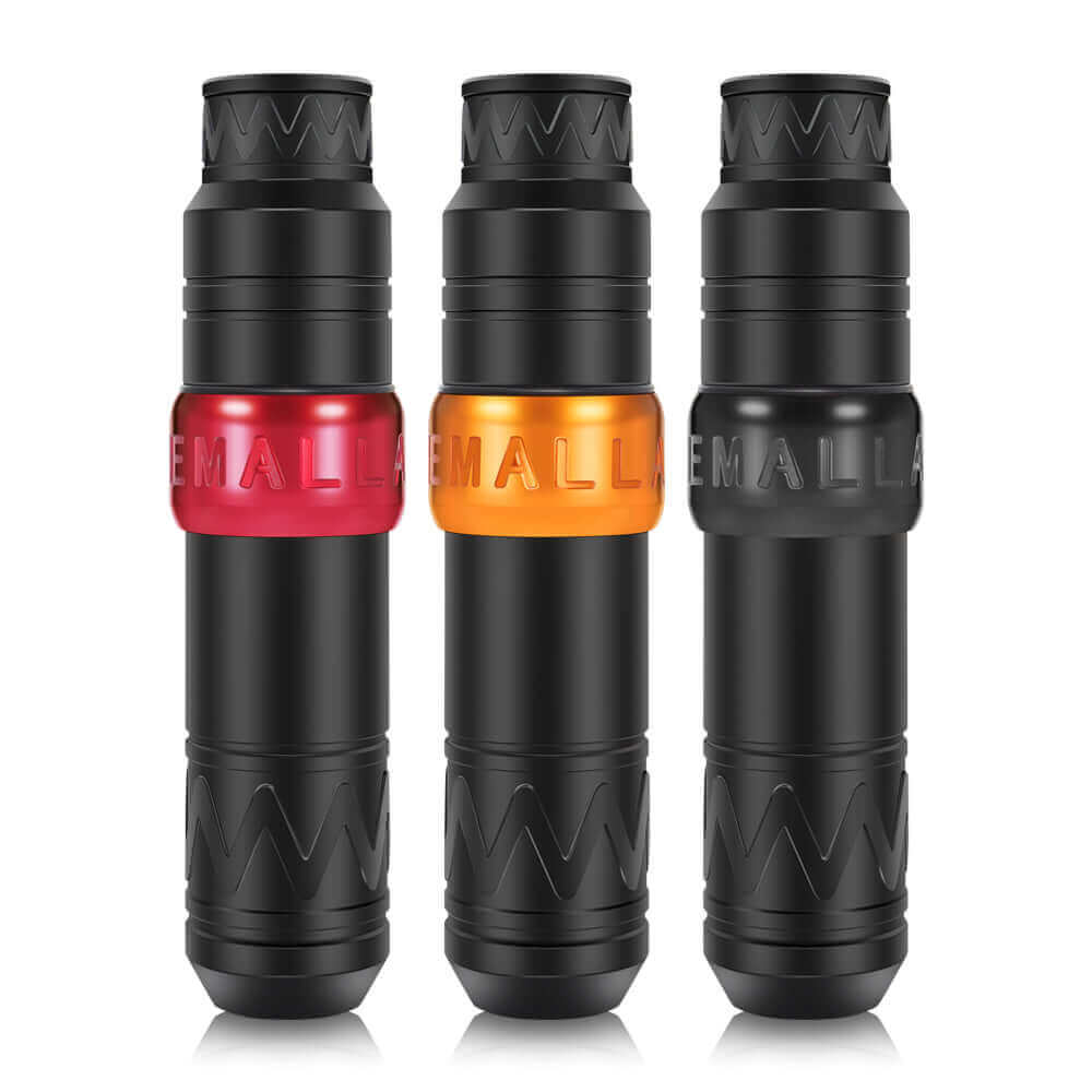 EMALLA TADO Tattoo Pen Rotary Machine (Red, Orange, Black) from front view