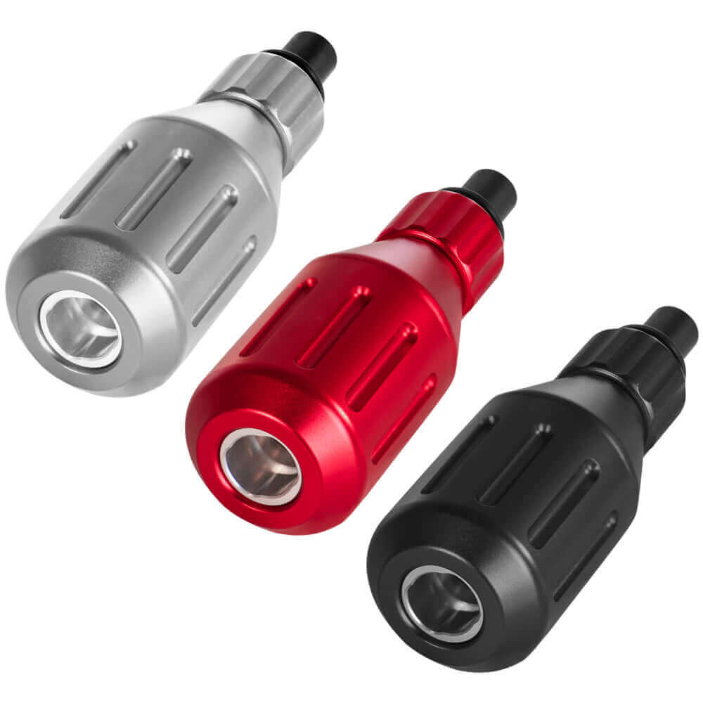 EMALLA Nest Aircraft Aluminum 30mm Cartridge Grip (Red, Silver and Black) from side view