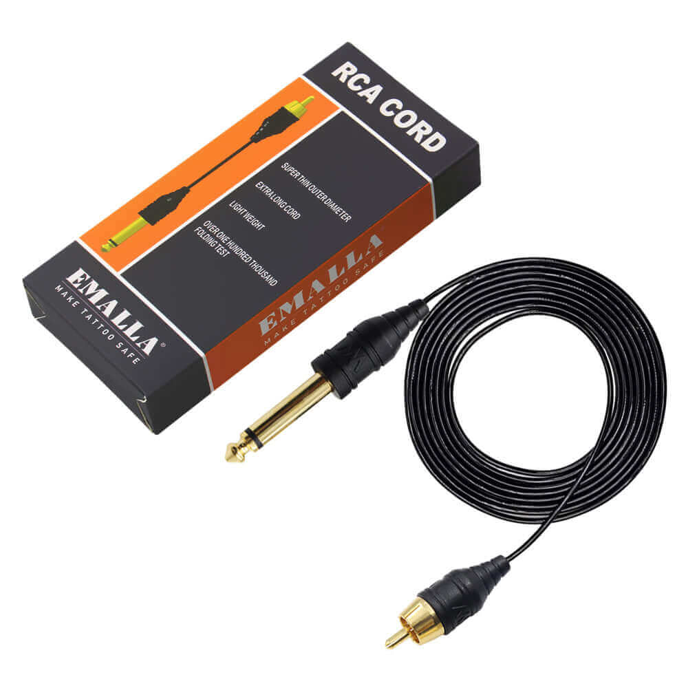 Package of EMALLA Silicone Soft Tattoo RCA Connector Clip Cords Black