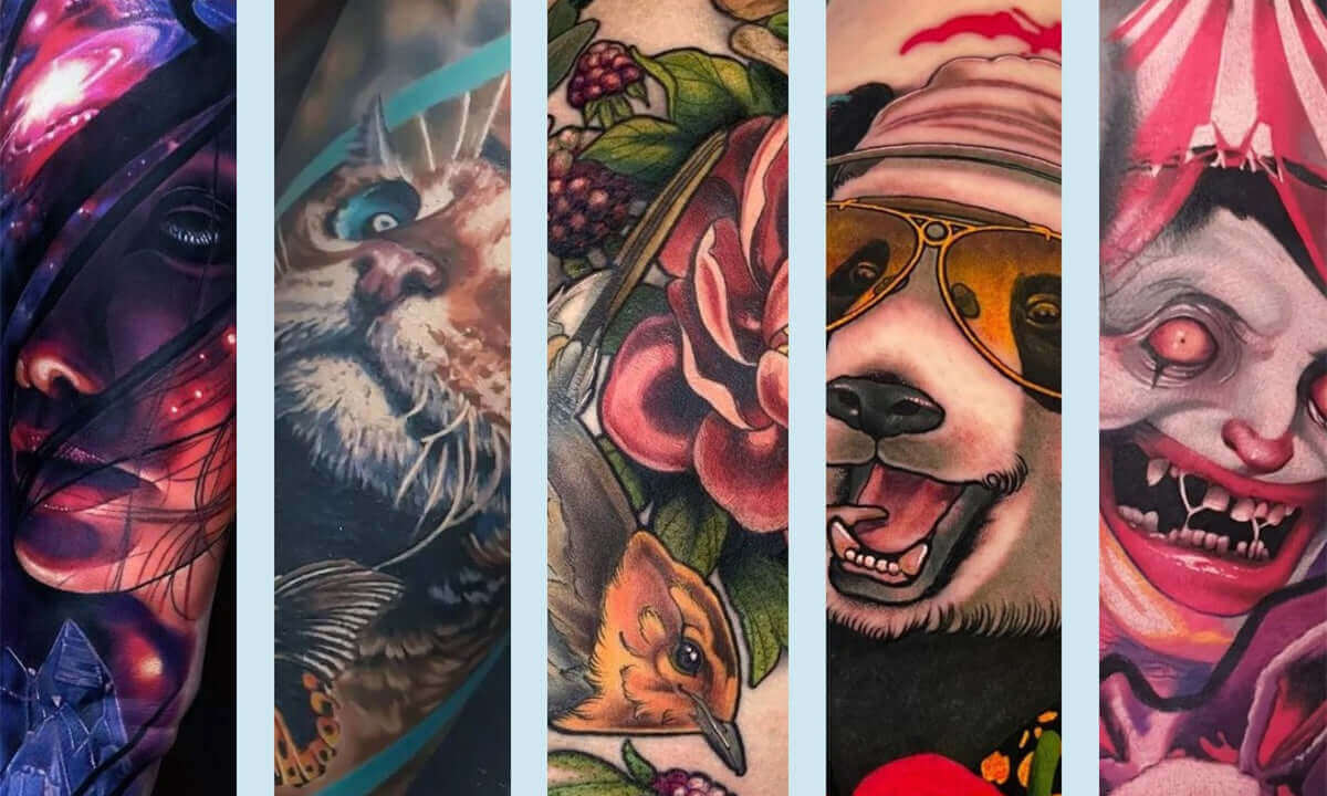 Five excellent and colorful tattoo artworks created by Emalla pro team artists