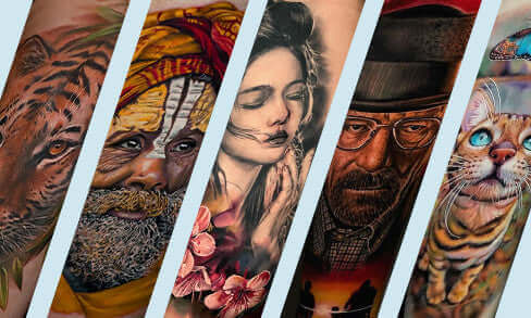 Five excellent tattoo artworks of realism created by Emalla pro team artists