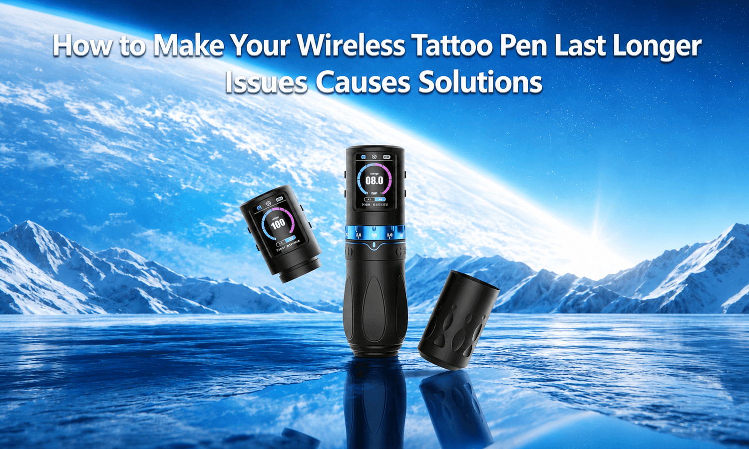 Premium Wireless Tattoo Pen showcased in a scenic landscape, emphasizing maintenance tips for longevity.