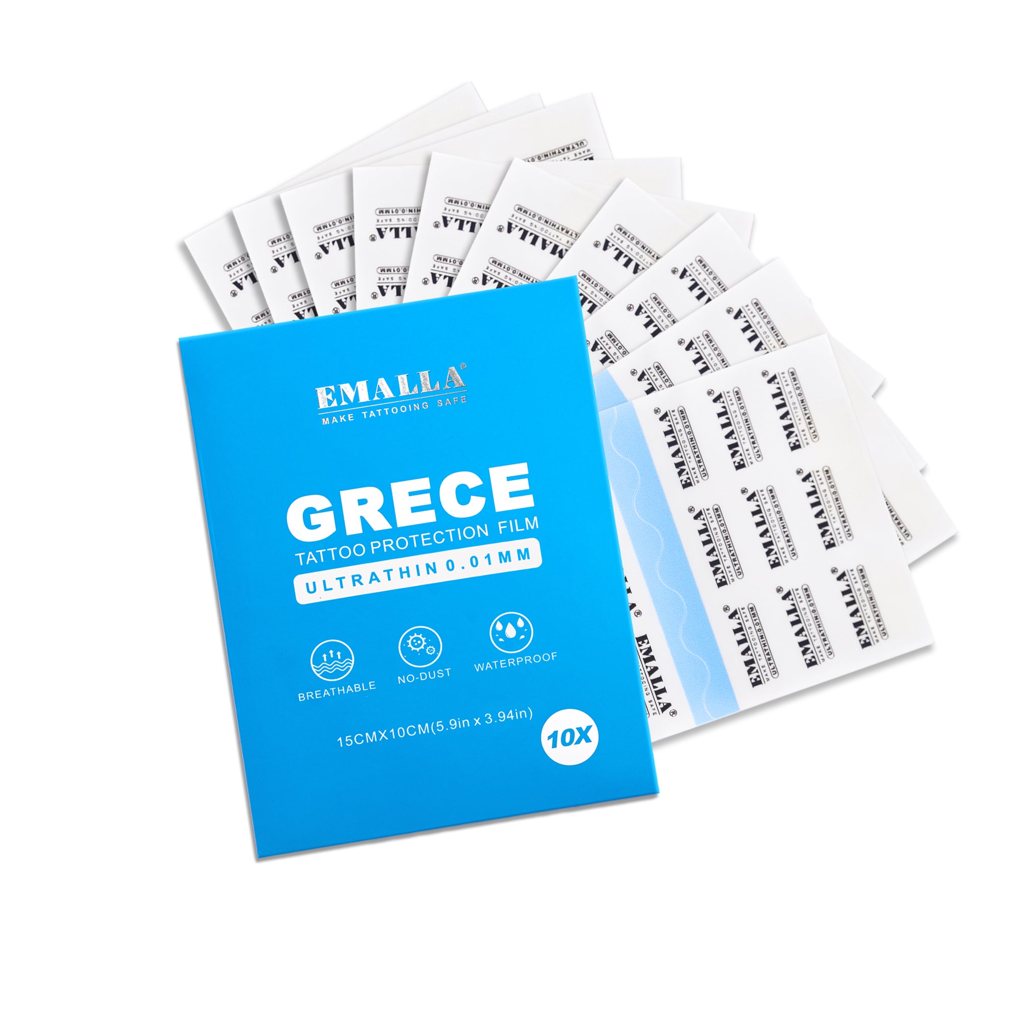 EMALLA Grece 0.01mm Tattoo Protection Film Pack of 10 (15cmx10cm)