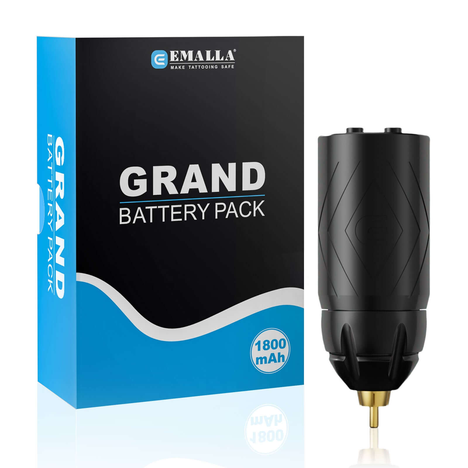 EMALLA GRAND Wireless Tattoo Battery Power Supply RCA Connect 1800mAh (Black)
