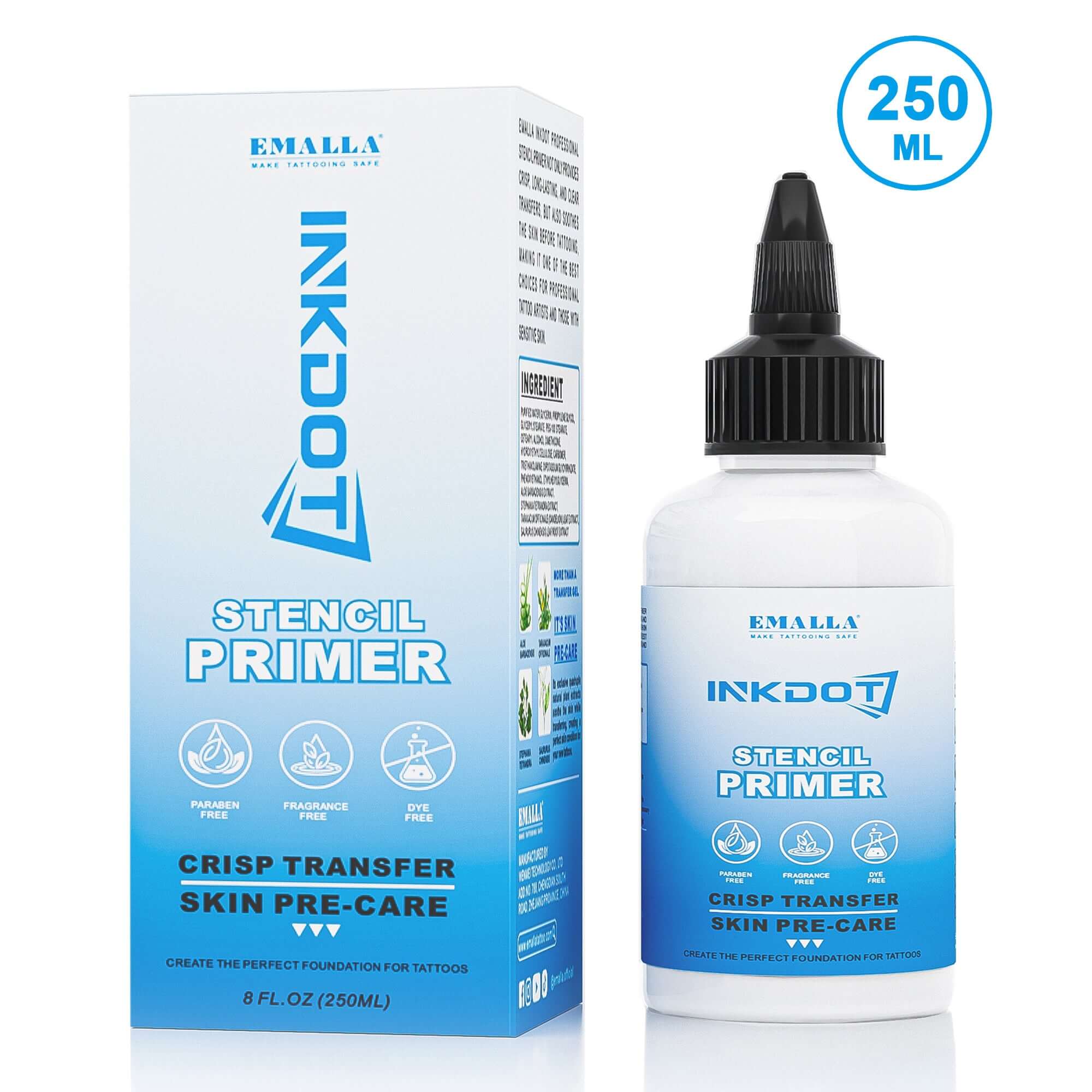 Package of EMALLA INKDOT Professional Stencil Primer 250ML from front view