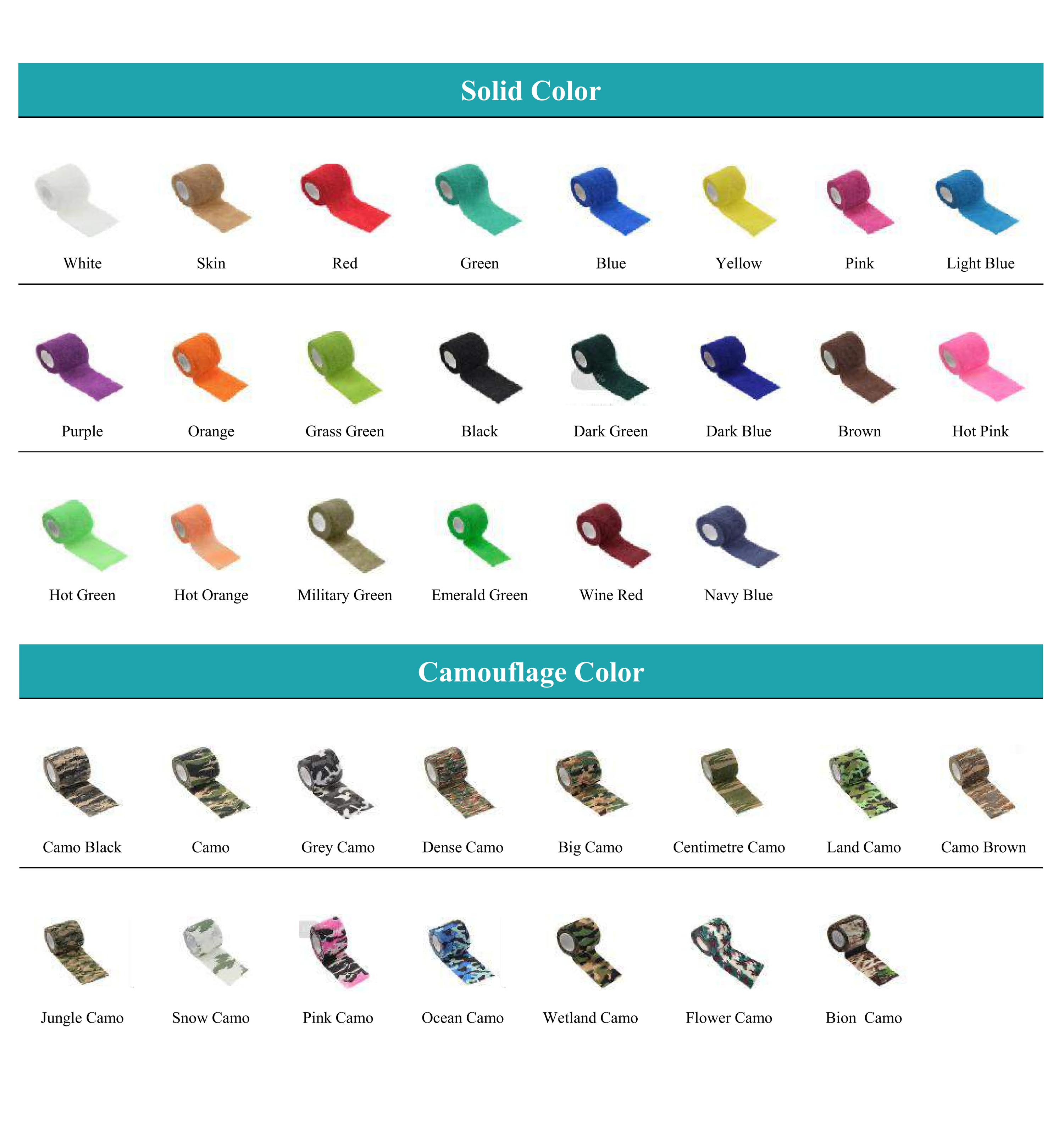 Types of solid Color and camouflage color of EMALLA Wraps