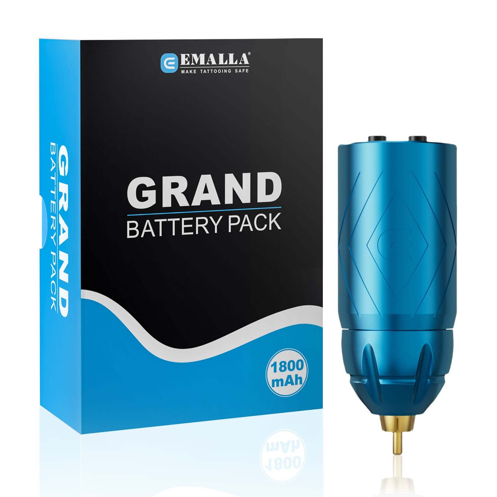 EMALLA GRAND Wireless Tattoo Battery Power Supply RCA Connect 1800mAh (Blue)