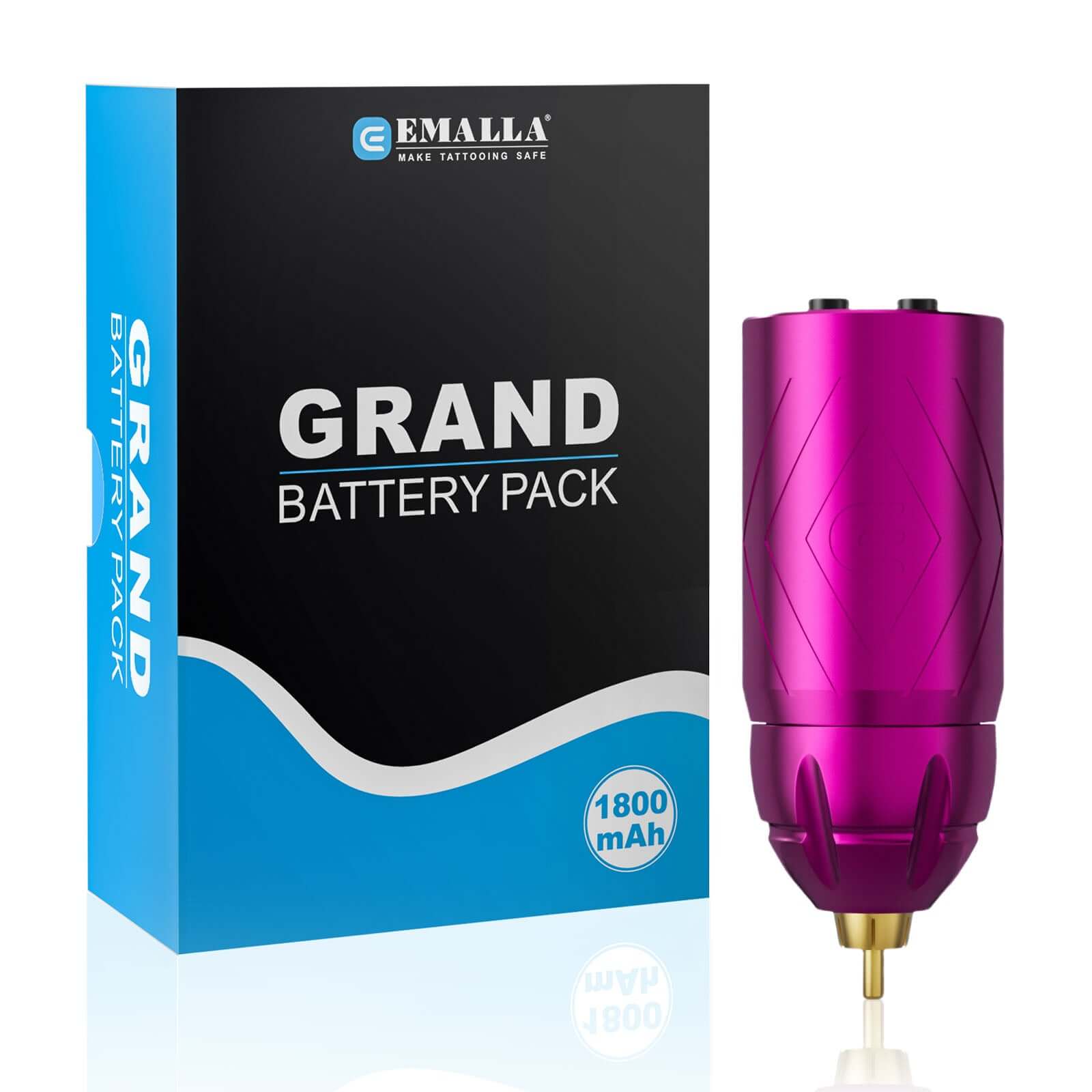 EMALLA GRAND Wireless Tattoo Battery Power Supply RCA Connect 1800mAh (Pink)