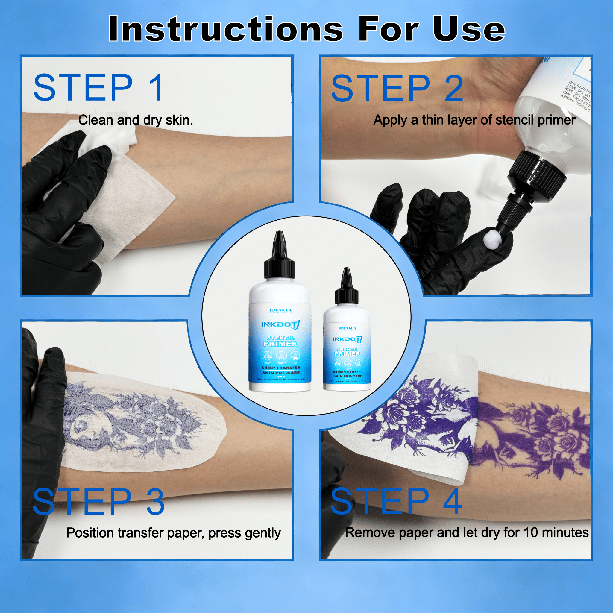 Instructions For Use EMALLA INKDOT Professional Stencil Primer