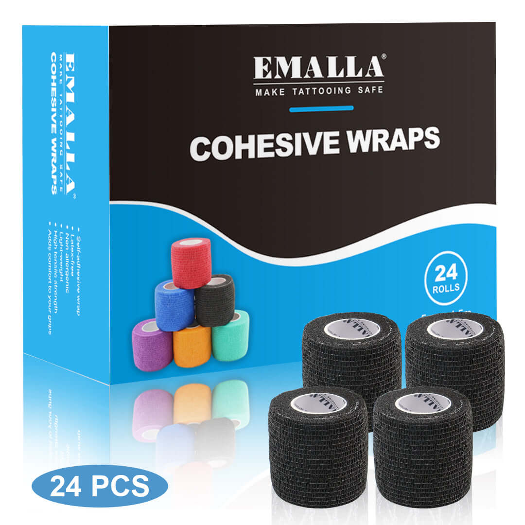 EMALLA Cohesive Wraps Solid Black Color