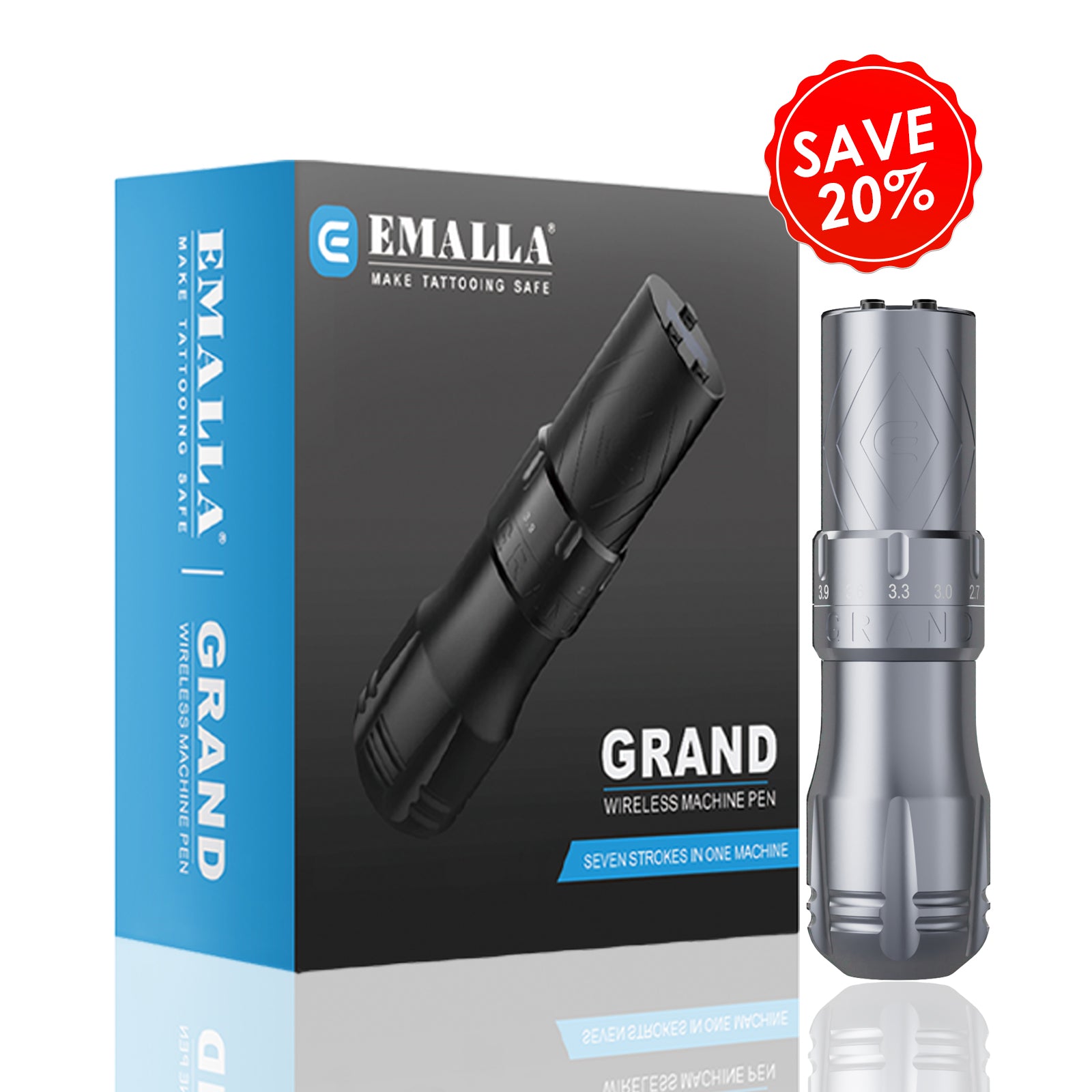 EMALLA GRAND G3 Wireless Tattoo Pen Machine (Grey)