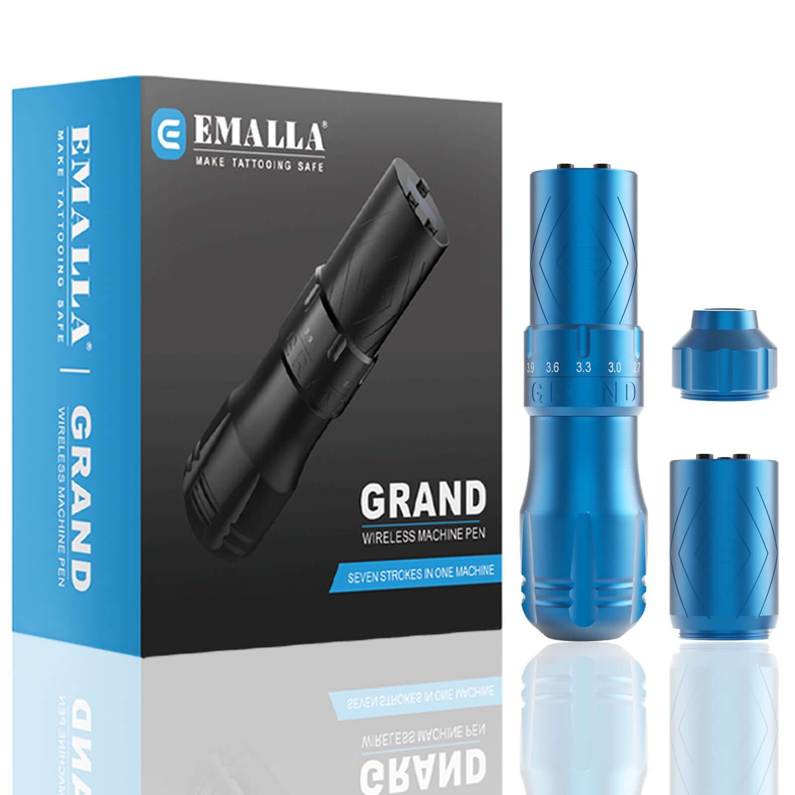 Package of EMALLA GRAND Wireless Tattoo Pen Machine (Blue)