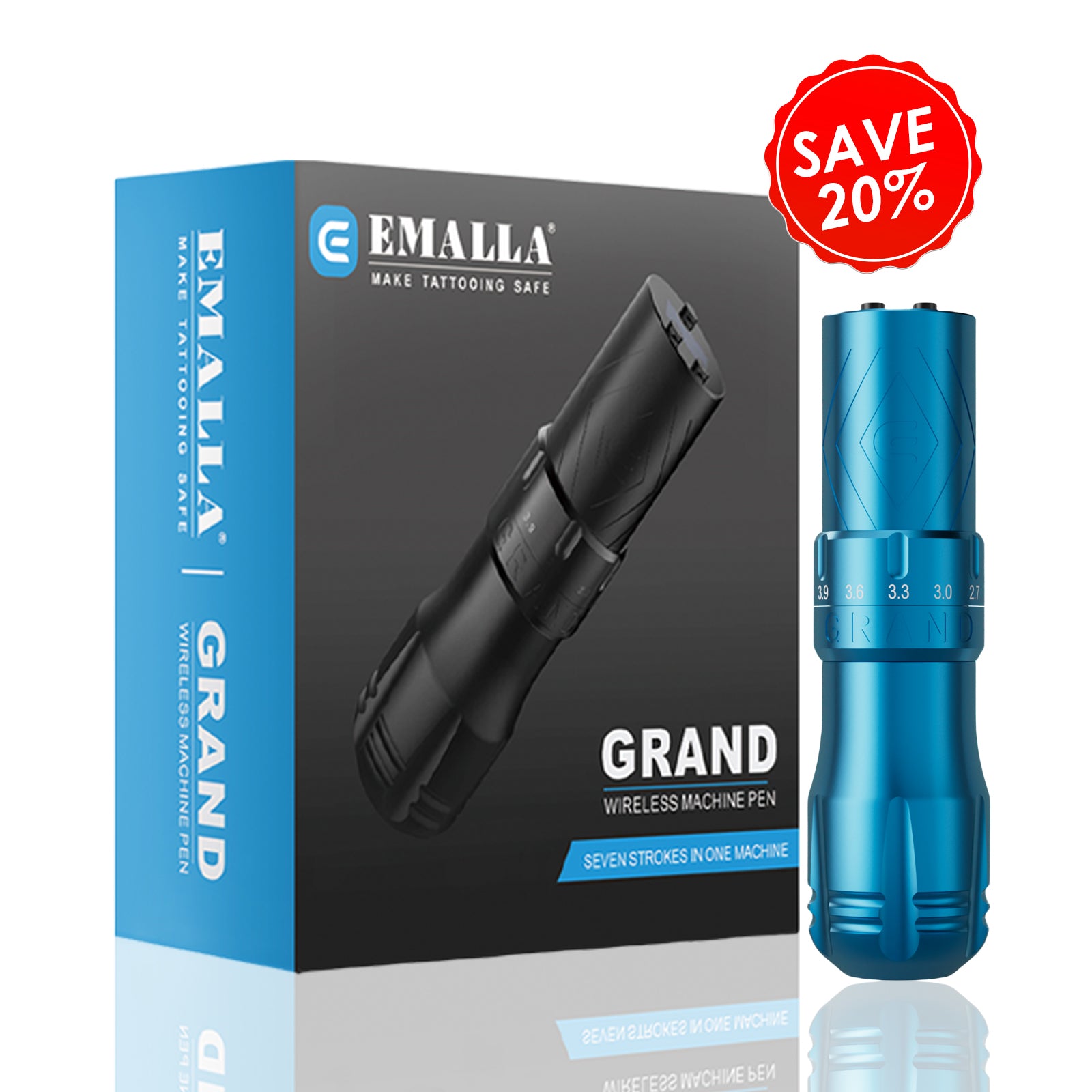 EMALLA GRAND G3 Wireless Tattoo Pen Machine (Blue)