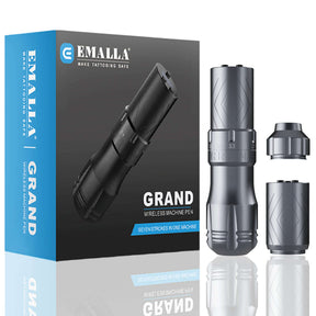 Package of EMALLA GRAND Wireless Tattoo Pen Machine (Grey) from front view