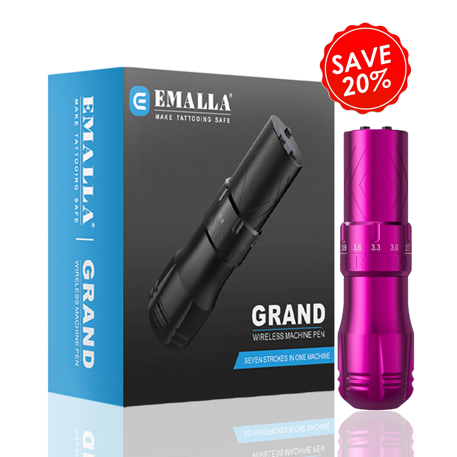 EMALLA GRAND G3 Wireless Tattoo Pen Machine (Pink)