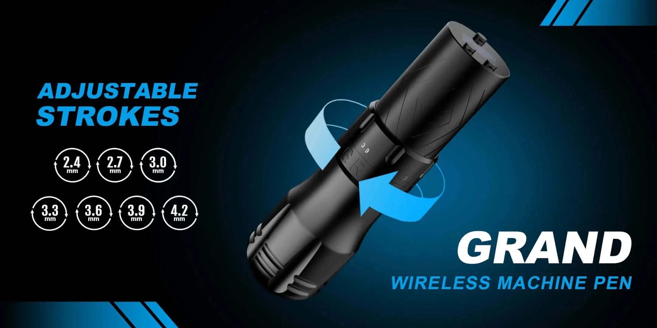  EMALLA GRAND Wireless Tattoo Pen Machine with adjustable strokes from 2.4mm to 4.2mm