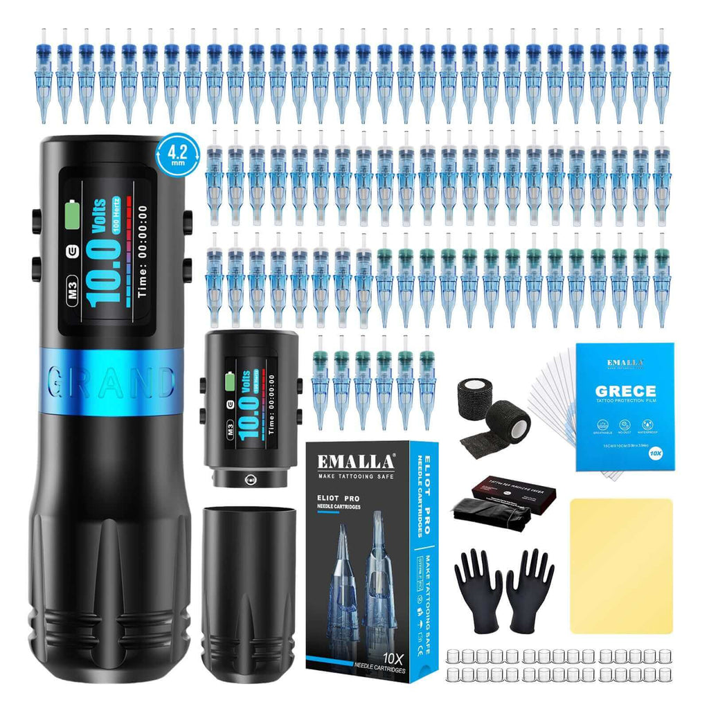 Wireless Machine Tattoo Kit | EMALLA Grand G4 4.2mm Wireless Machine Professional Bundle ...
